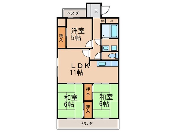 本多ハイツ長門石の物件間取画像